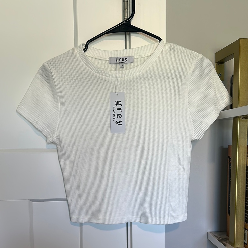White Crop Top Fitted T-Shirt